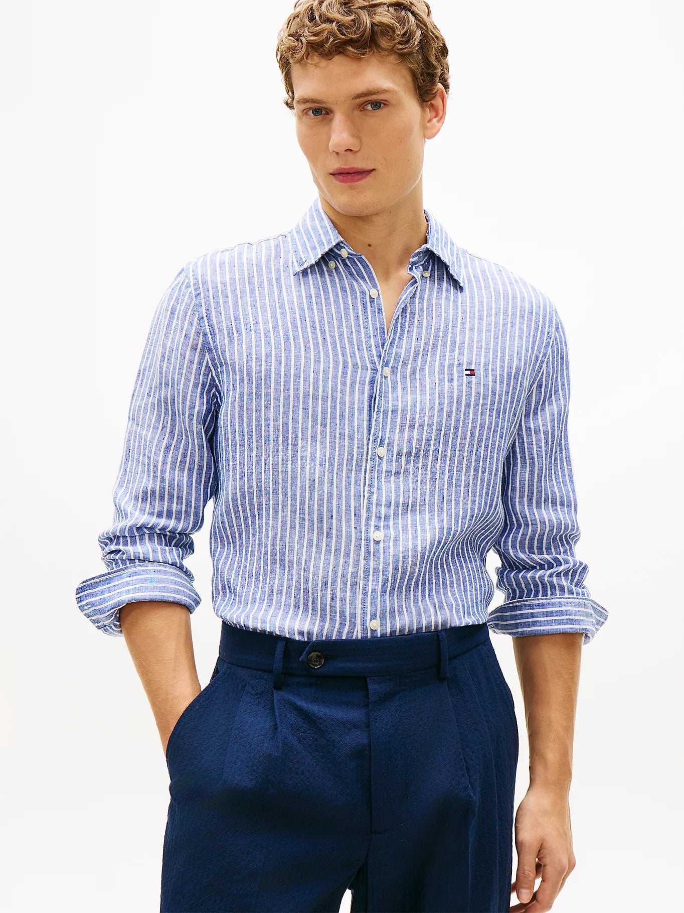 Tommy Hilfiger Regular Fit Bengal Stripe Pure Linen Shirt