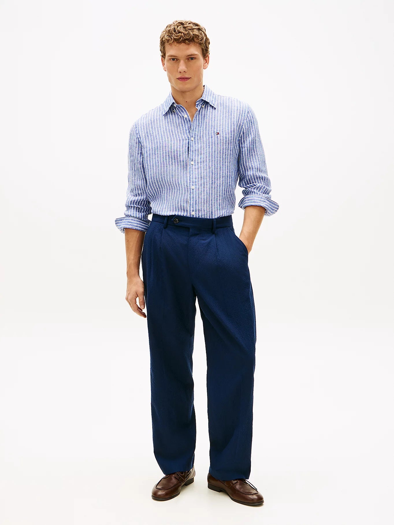 Tommy Hilfiger Regular Fit Bengal Stripe Pure Linen Shirt