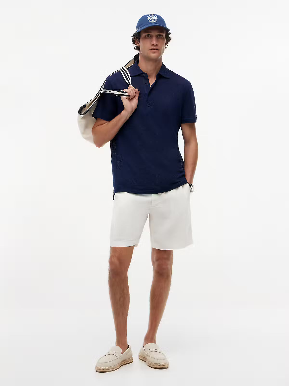 Tommy Hilfiger New York Label Regular Fit Linen Blend Polo Shirt