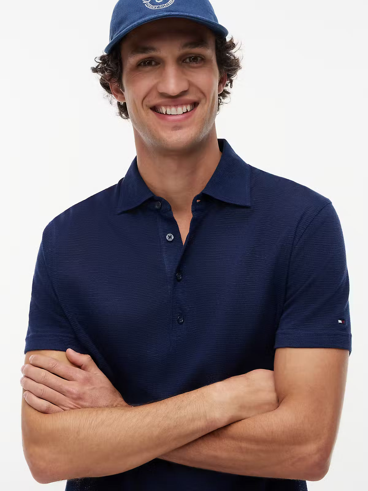 Tommy Hilfiger New York Label Regular Fit Linen Blend Polo Shirt