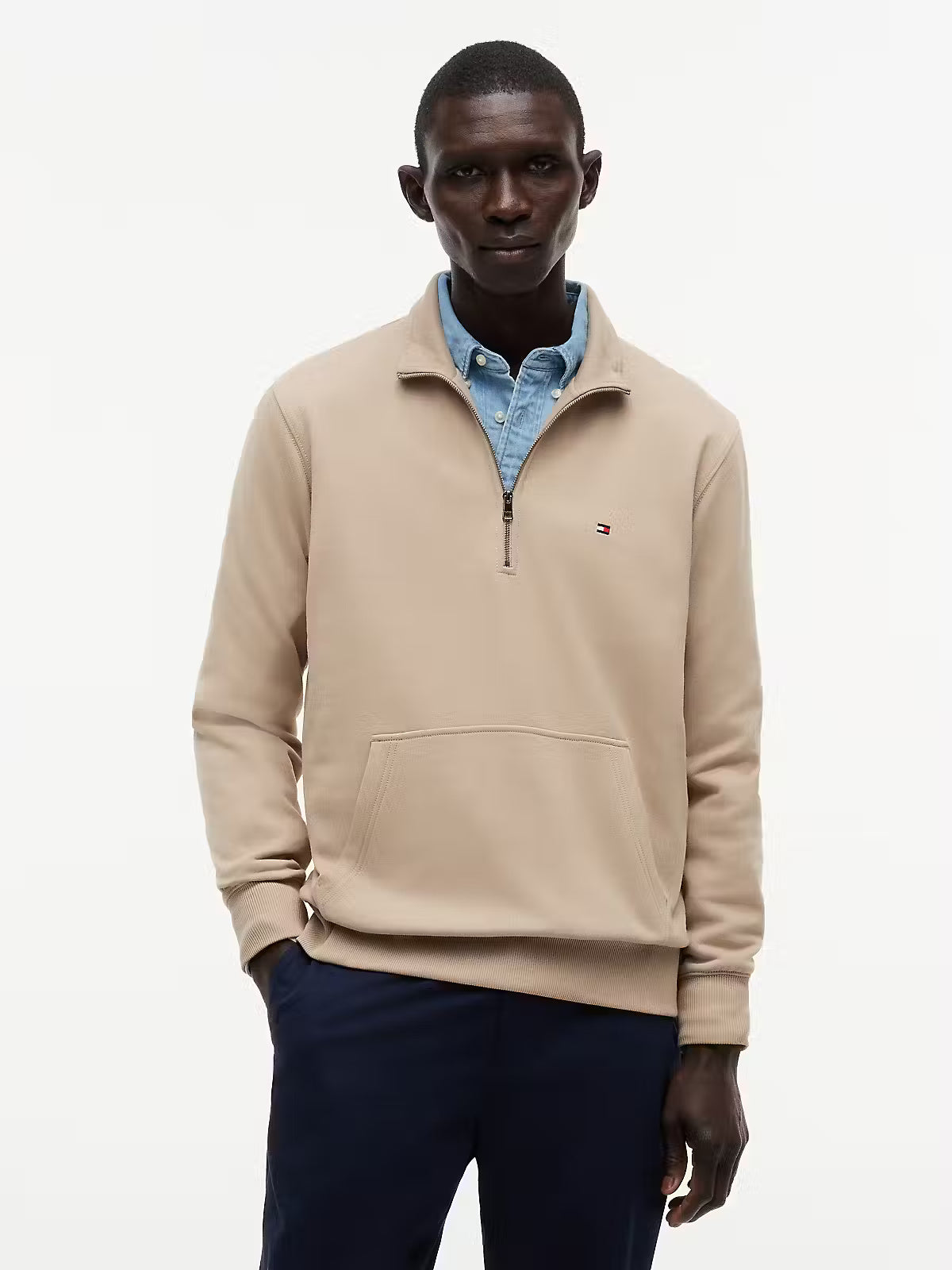 Tommy HIlfiger Flag Embroidery Terry Quarter-Zip Jumper