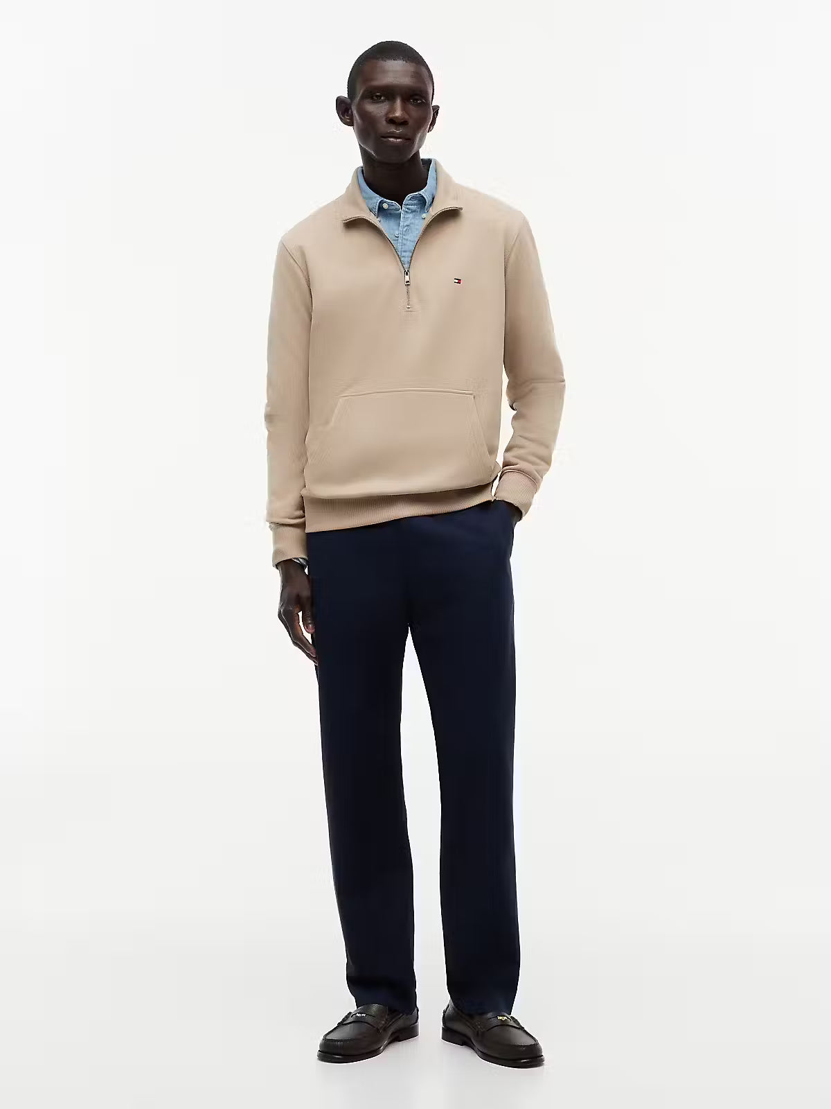 Tommy HIlfiger Flag Embroidery Terry Quarter-Zip Jumper