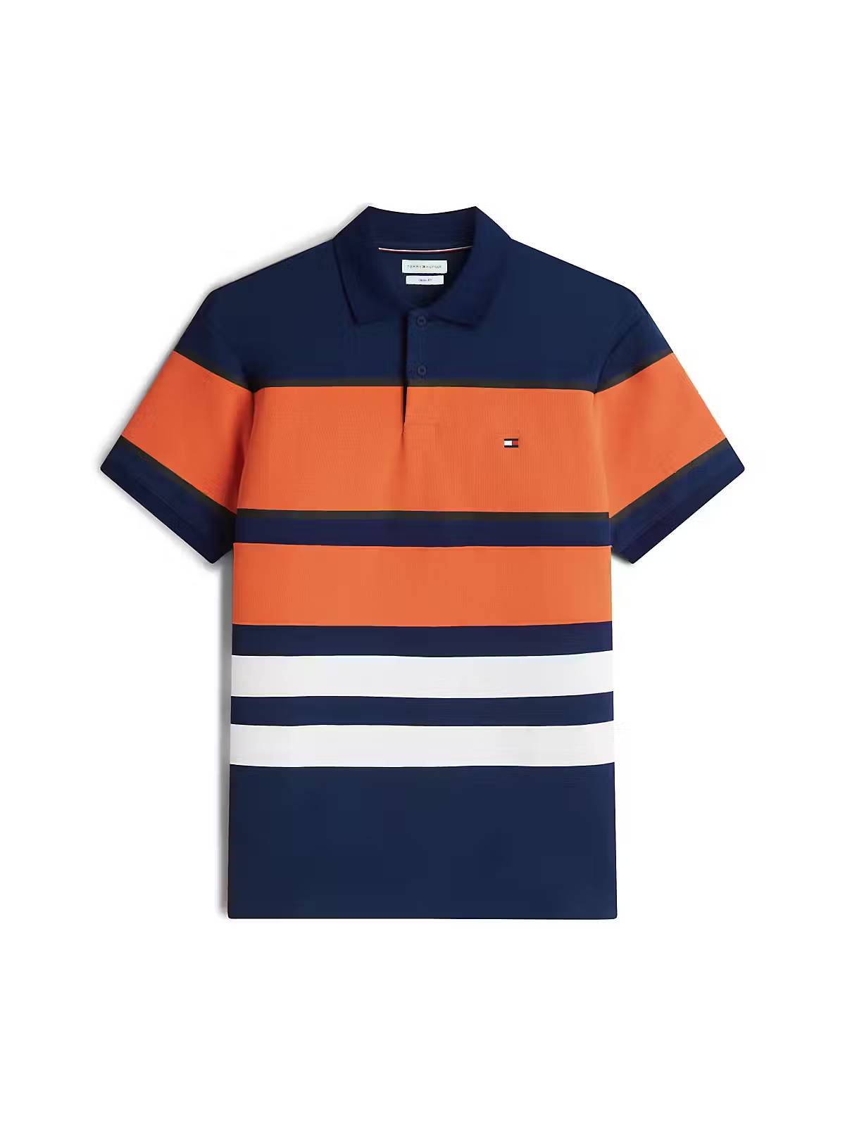 Tommy Hilfiger Relaxed Fit Colour-Blocked Polo Shirt - Carbon Navy / Orange