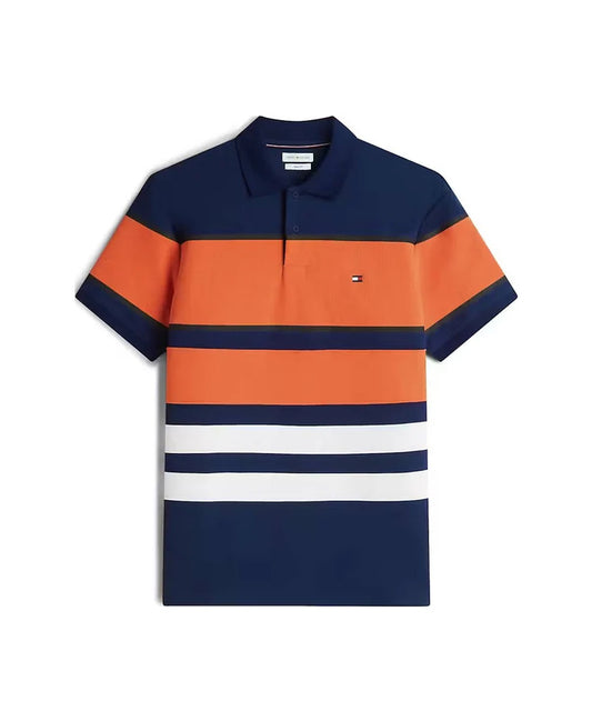 Tommy Hilfiger Relaxed Fit Colour-Blocked Polo Shirt - Carbon Navy / Orange