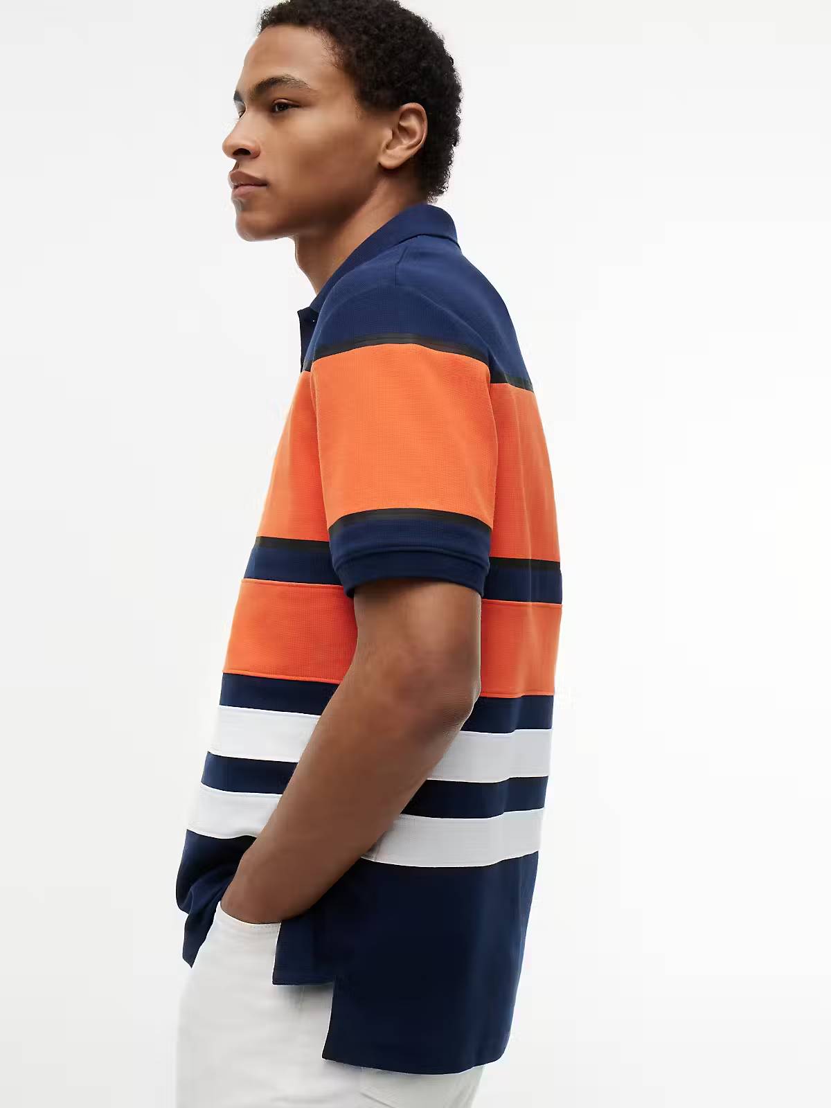 Tommy Hilfiger Relaxed Fit Colour-Blocked Polo Shirt - Carbon Navy / Orange