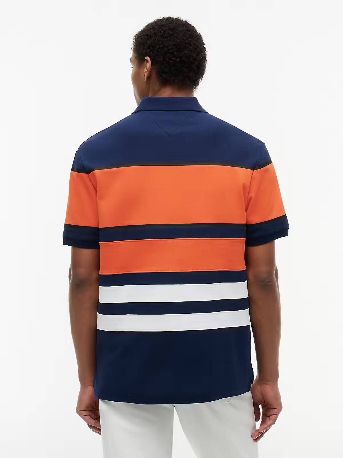 Tommy Hilfiger Relaxed Fit Colour-Blocked Polo Shirt - Carbon Navy / Orange