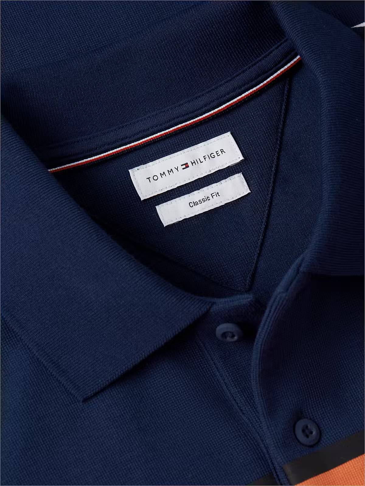 Tommy Hilfiger Relaxed Fit Colour-Blocked Polo Shirt - Carbon Navy / Orange