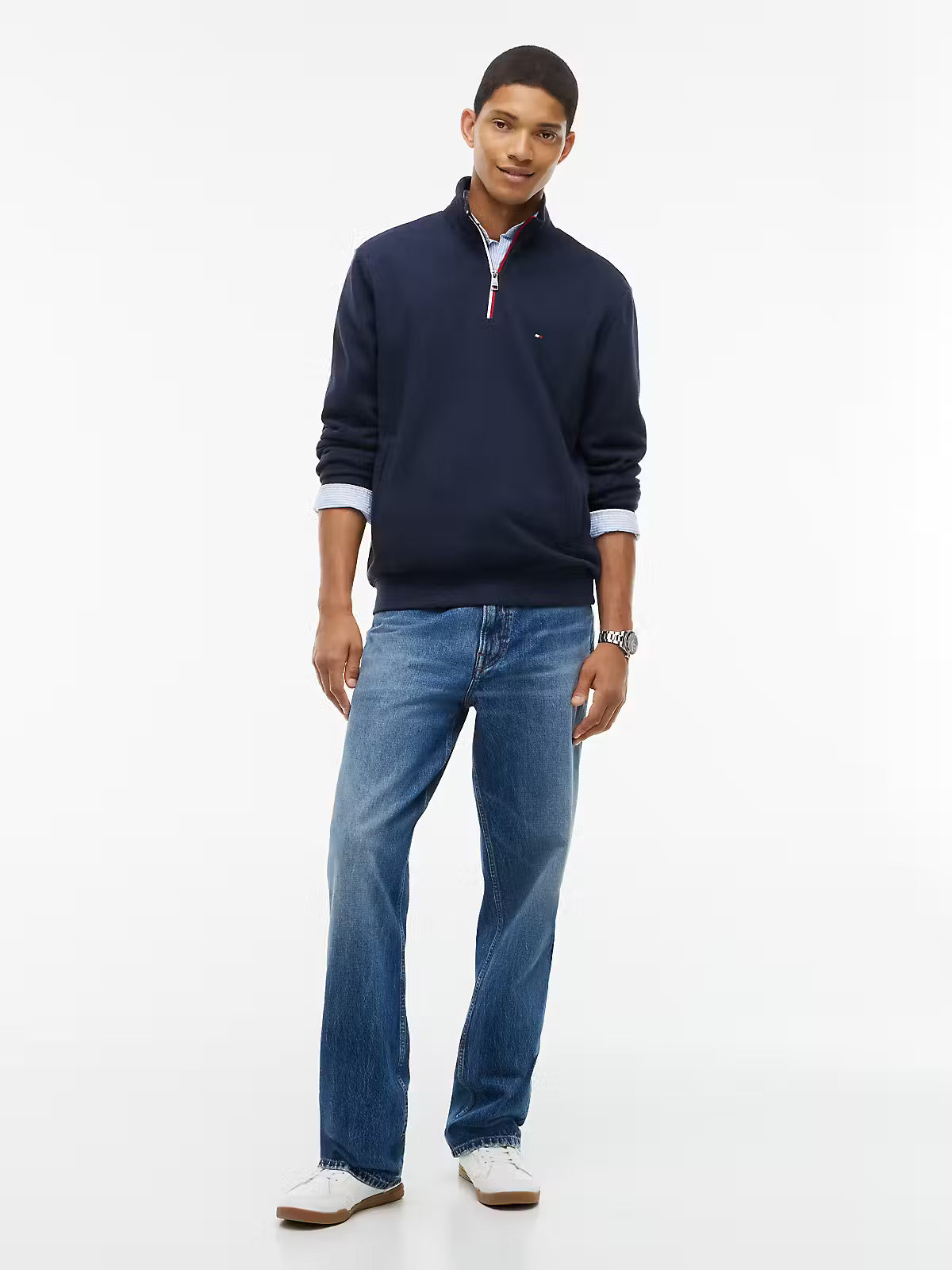 Tommy Hilfiger Tipping Terry Quarter Zip Sweatshirt