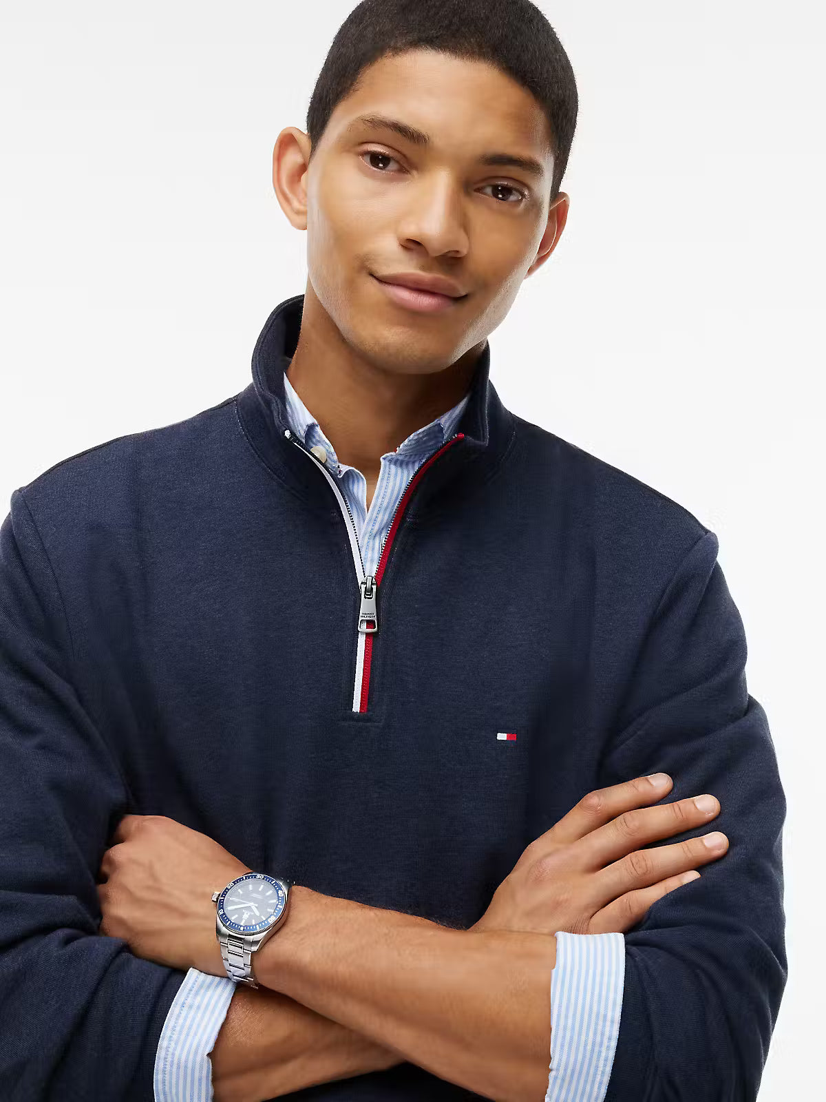 Tommy Hilfiger Tipping Terry Quarter Zip Sweatshirt