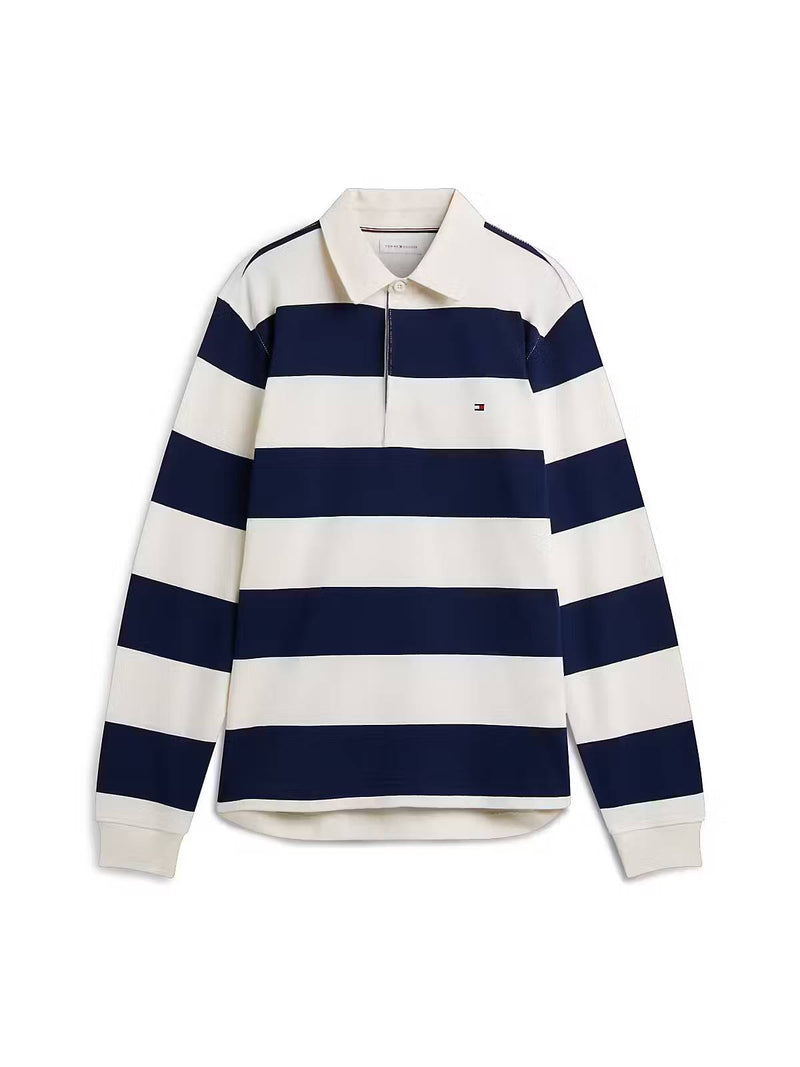 Tommy Hilfiger Essential Stripe Rugby Sweatshirt – Navy