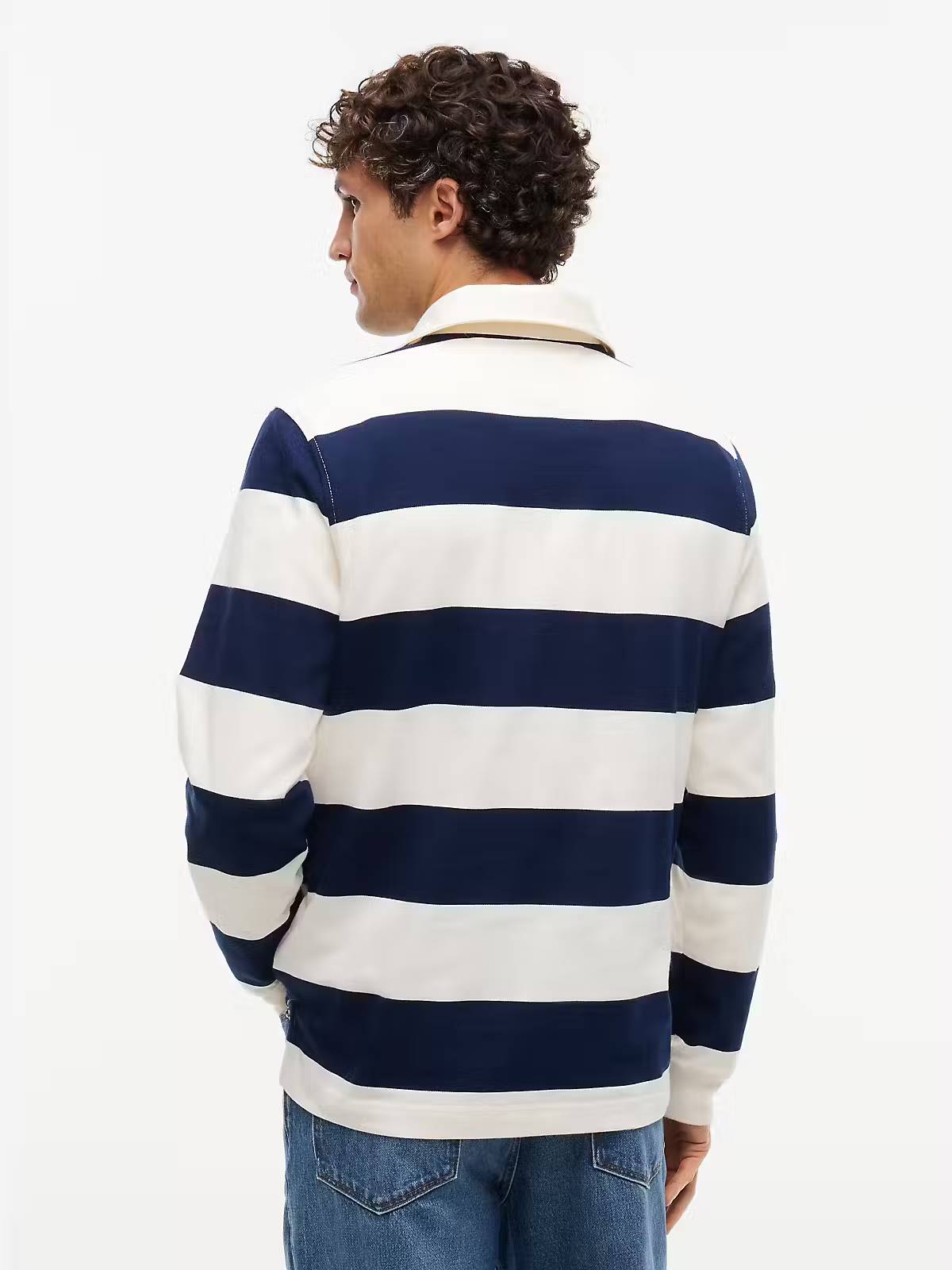 Tommy Hilfiger Essential Stripe Rugby Sweatshirt – Navy