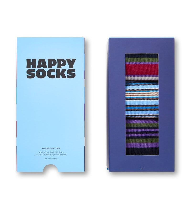 Happy Socks Striped 3-Pack Socks Gift Set – Navy