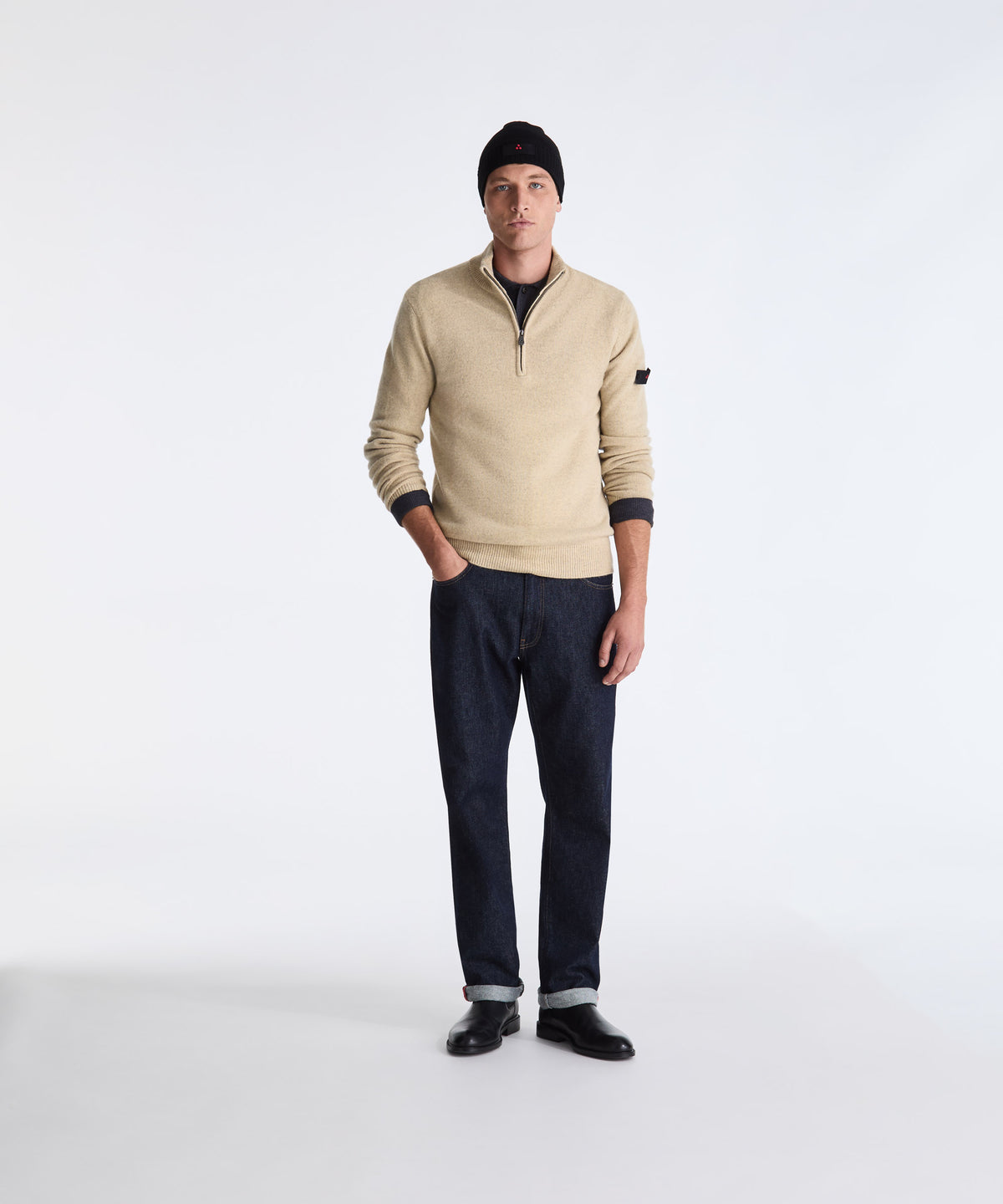 Peuterey Yak Wool Sweater with Half Zip - Jute