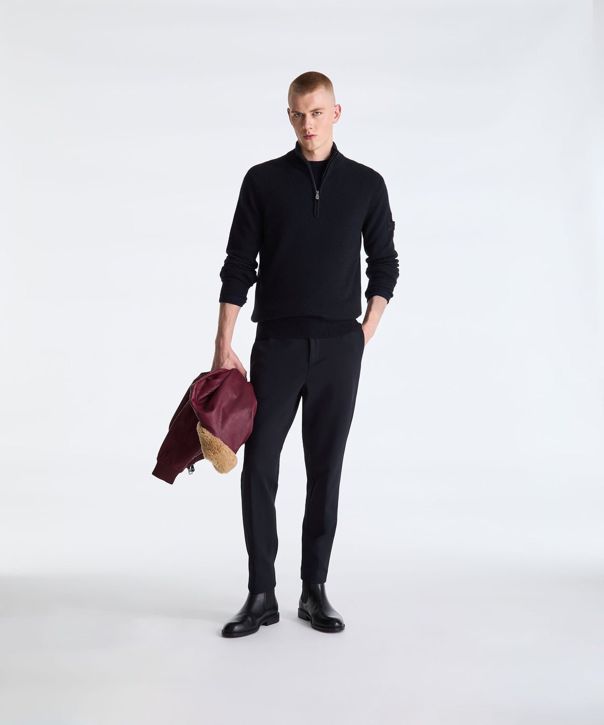 Peuterey Yak Wool Sweater with Half Zip - Navy