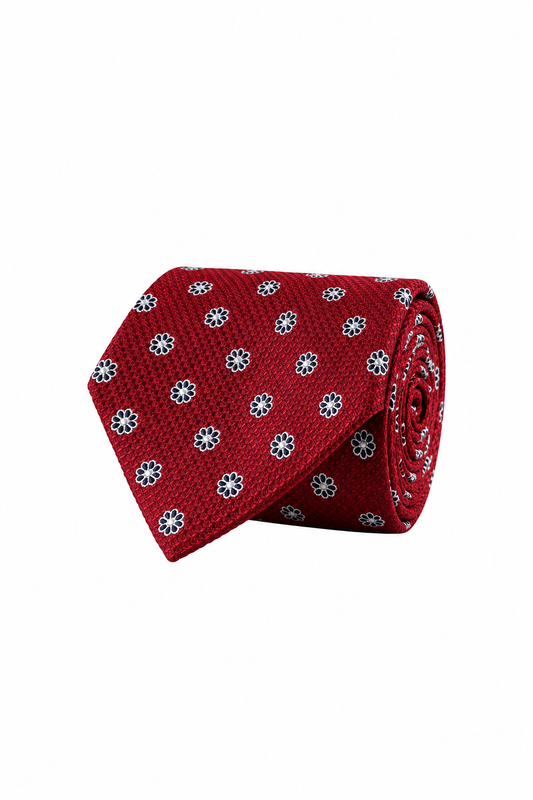 Amanda Christensen Floral Silk Tie - Wine Red