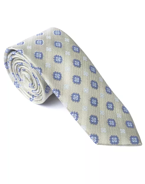 Remus Uomo Floral Design Tie & Pocket Square - Green
