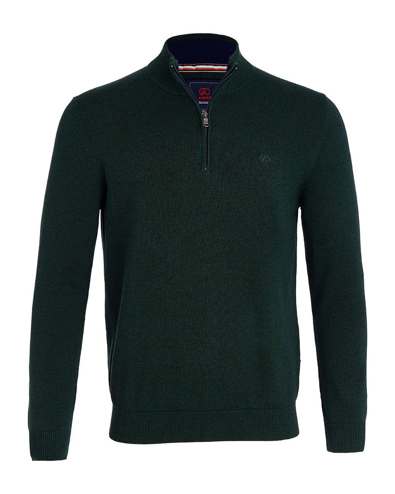André Tory Half Zip Jumper – Forest Green