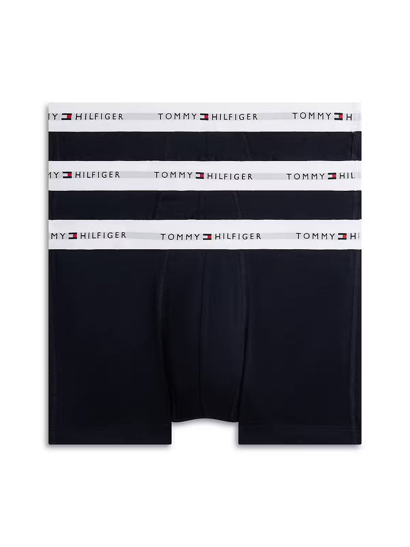 Tommy Hilfiger 3 Pack Signature Logo Cotton Stretch Trunks