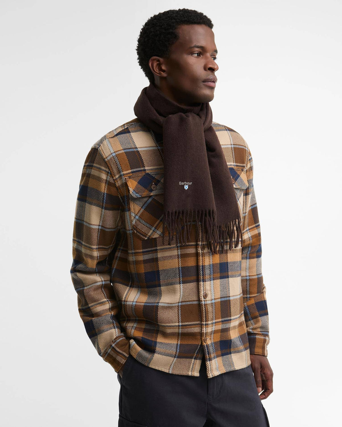 Barbour Plain Lambswool Scarf - Light Brown