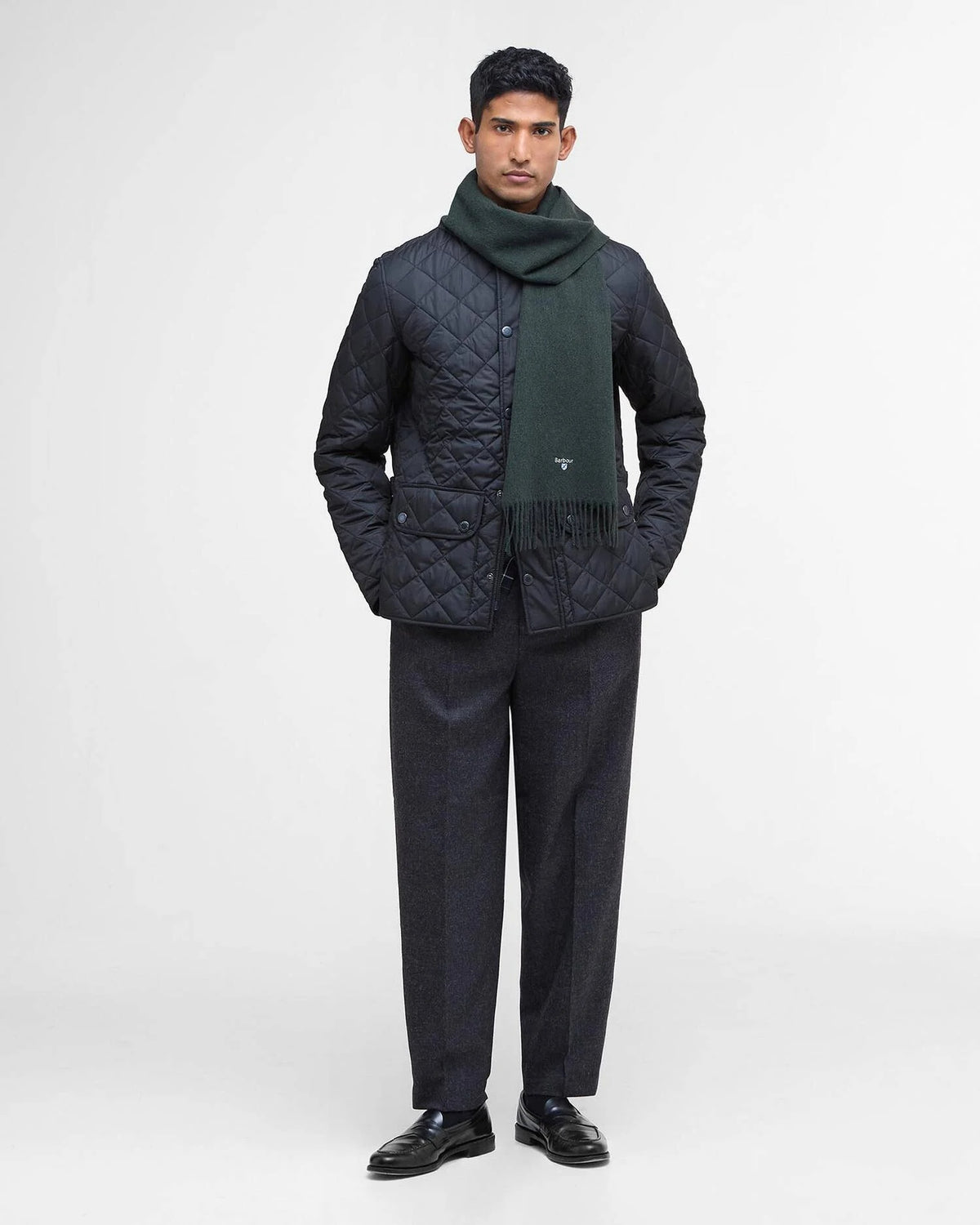 Barbour Plain Lambswool Scarf - Forest Green
