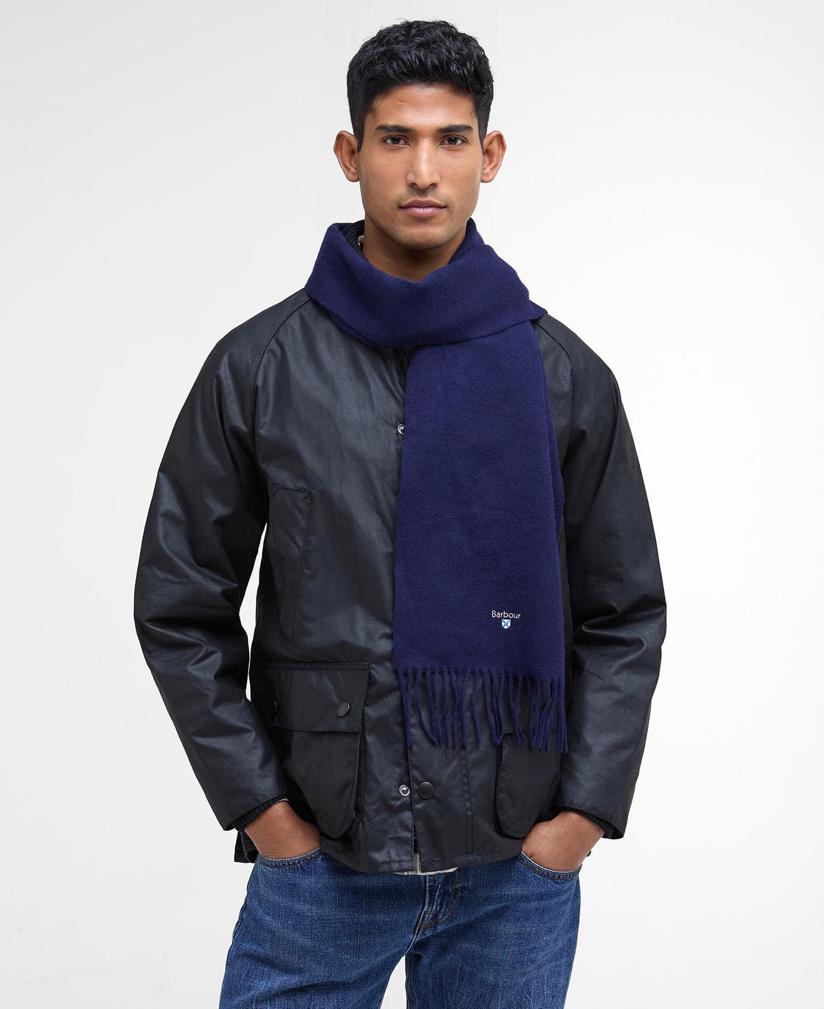 Barbour Plain Lambswool Scarf - Classic Navy