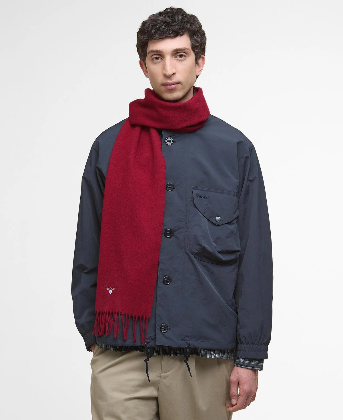 Barbour Plain Lambswool Scarf - Biking Red
