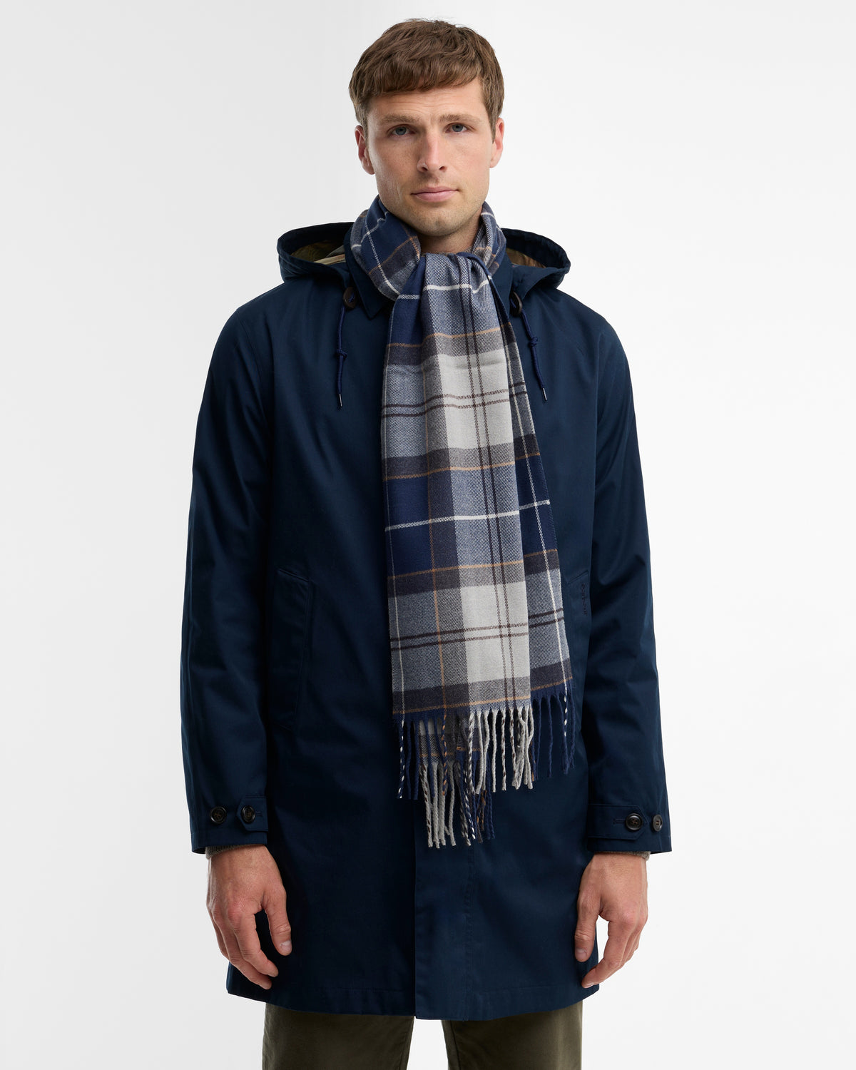 Barbour Galingale Tartan Scarf - Grey Midnight Tartan