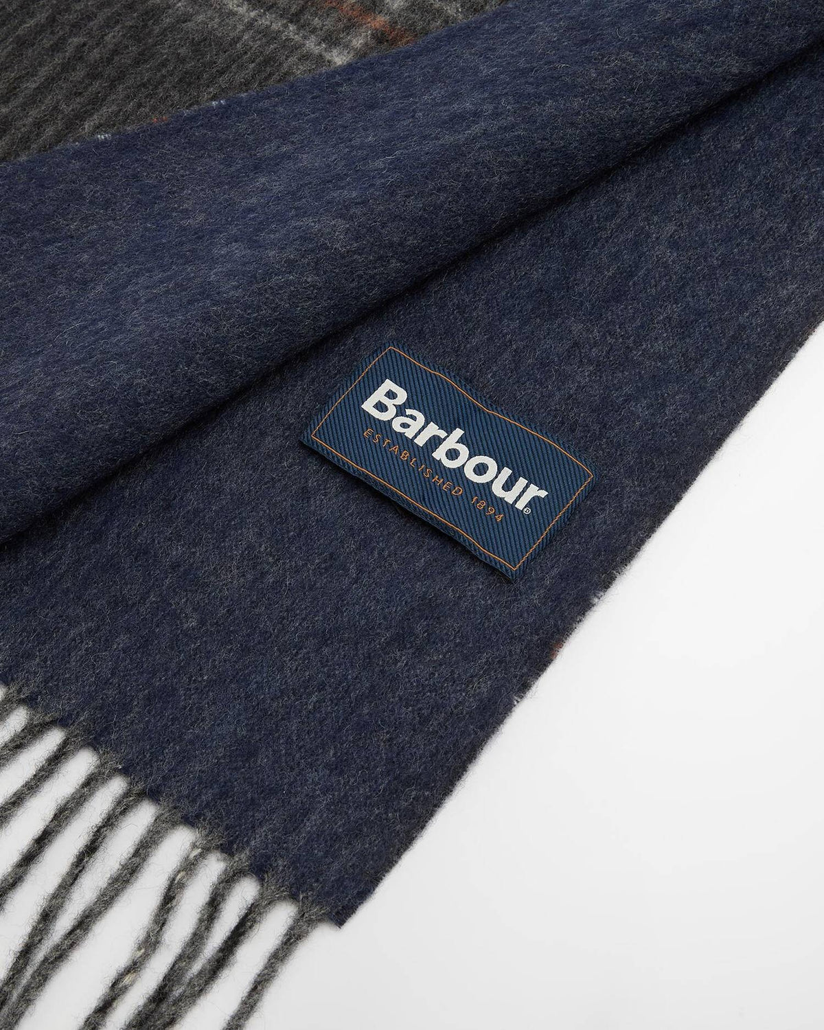 Barbour Marsden Reversible Lambswool Scarf - Grey/Navy
