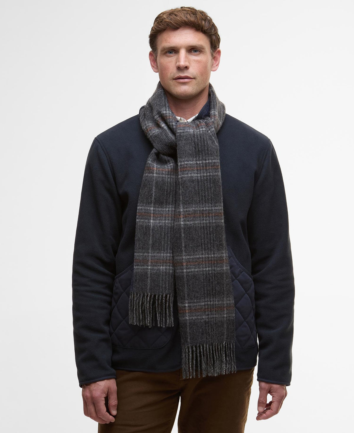 Barbour Marsden Reversible Lambswool Scarf - Grey/Navy