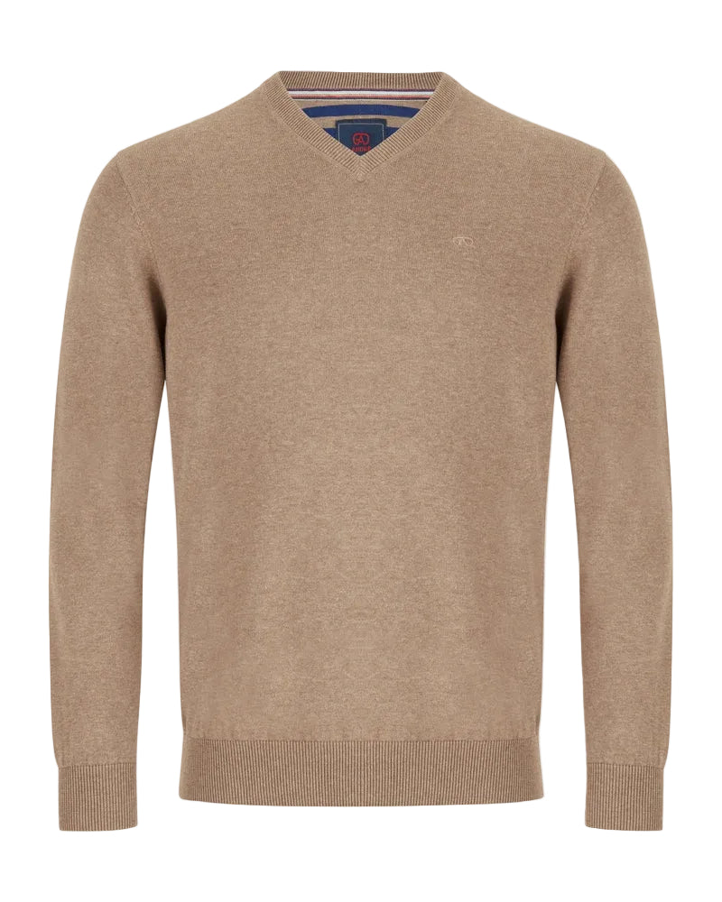 Andre Valencia V-Neck Jumper – Camel