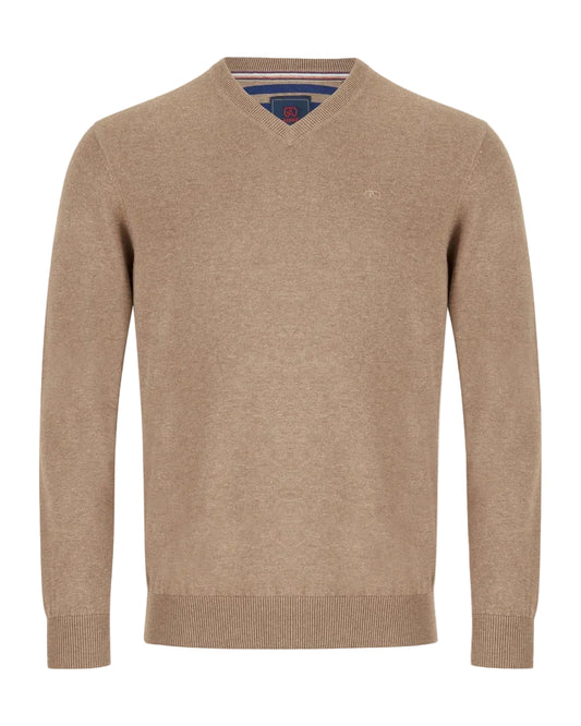Andre Valencia V-Neck Jumper – Camel