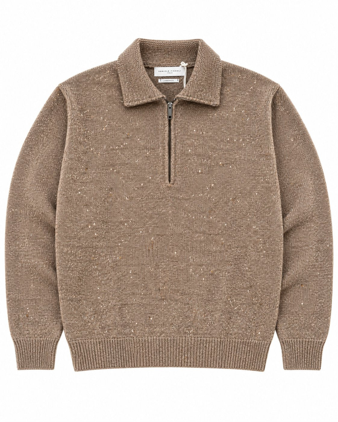 Daniele Fiesoli Lambswool Fleck Quarter-Zip Jumper – Beige