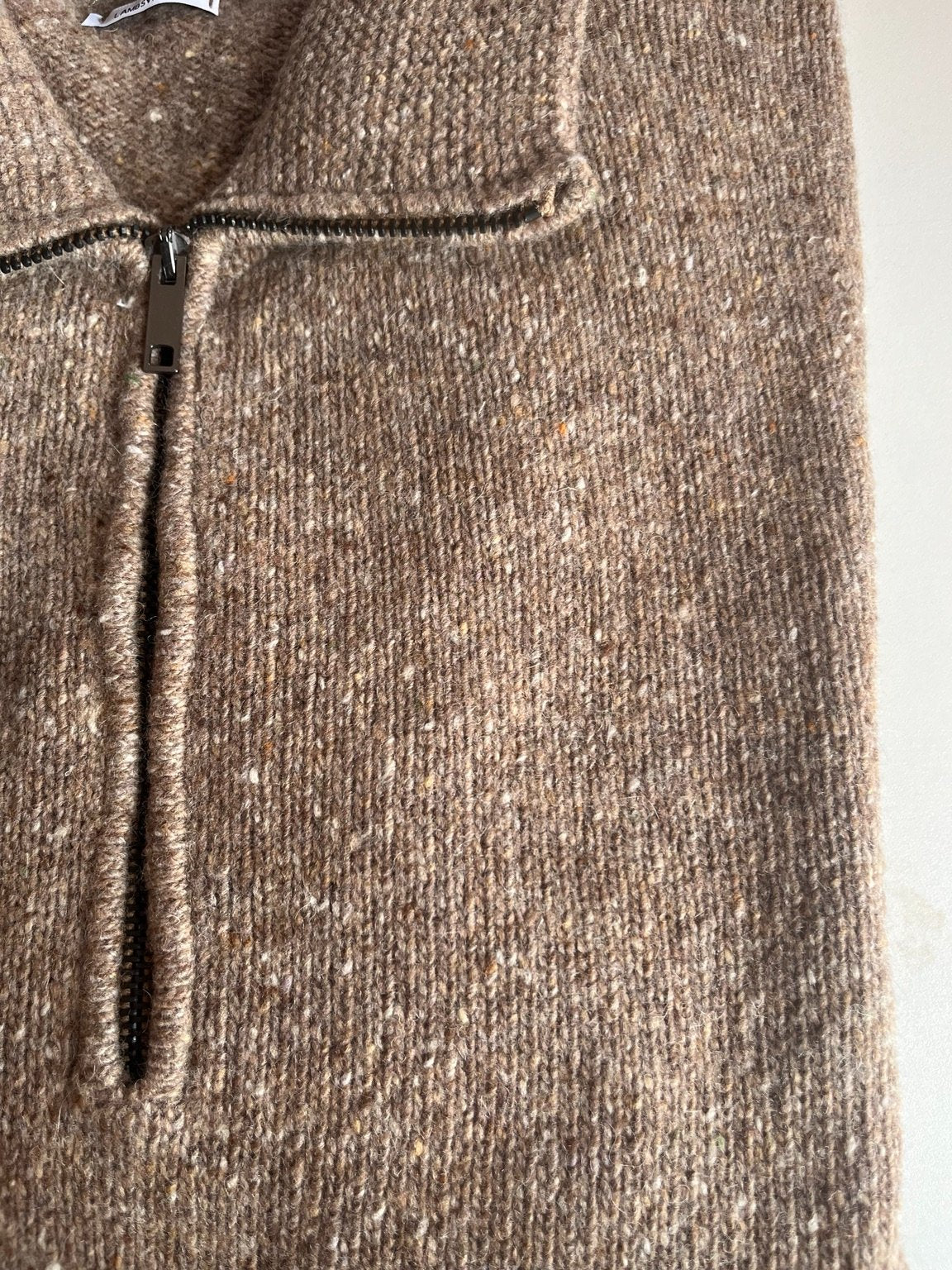 Daniele Fiesoli Lambswool Fleck Quarter-Zip Jumper – Beige