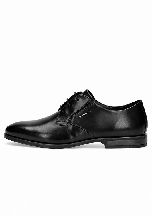 Bugatti Lace Up Leather Derby Shoe in Black with Comfort Width