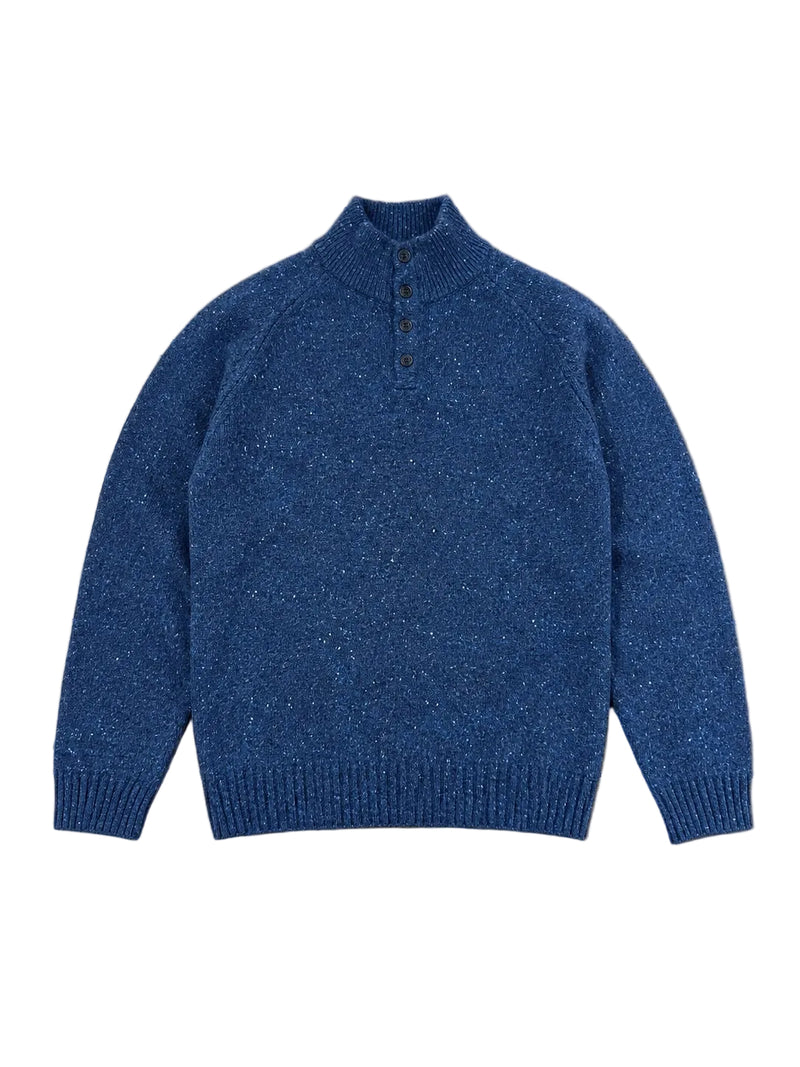 Wool & Co Four-Button High-Neck Sweater – Blue