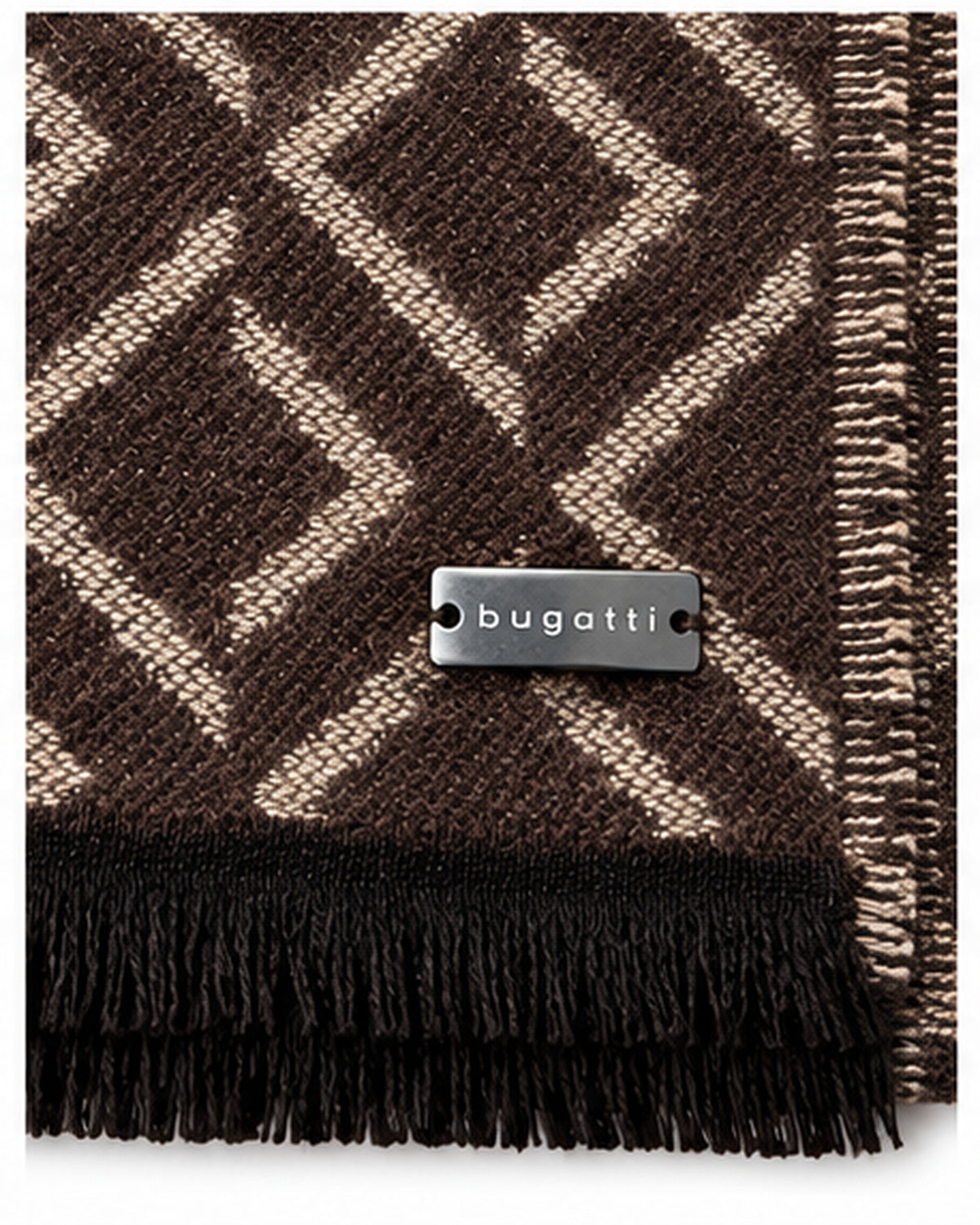 Bugatti Geometric Pattern Scarf – Brown