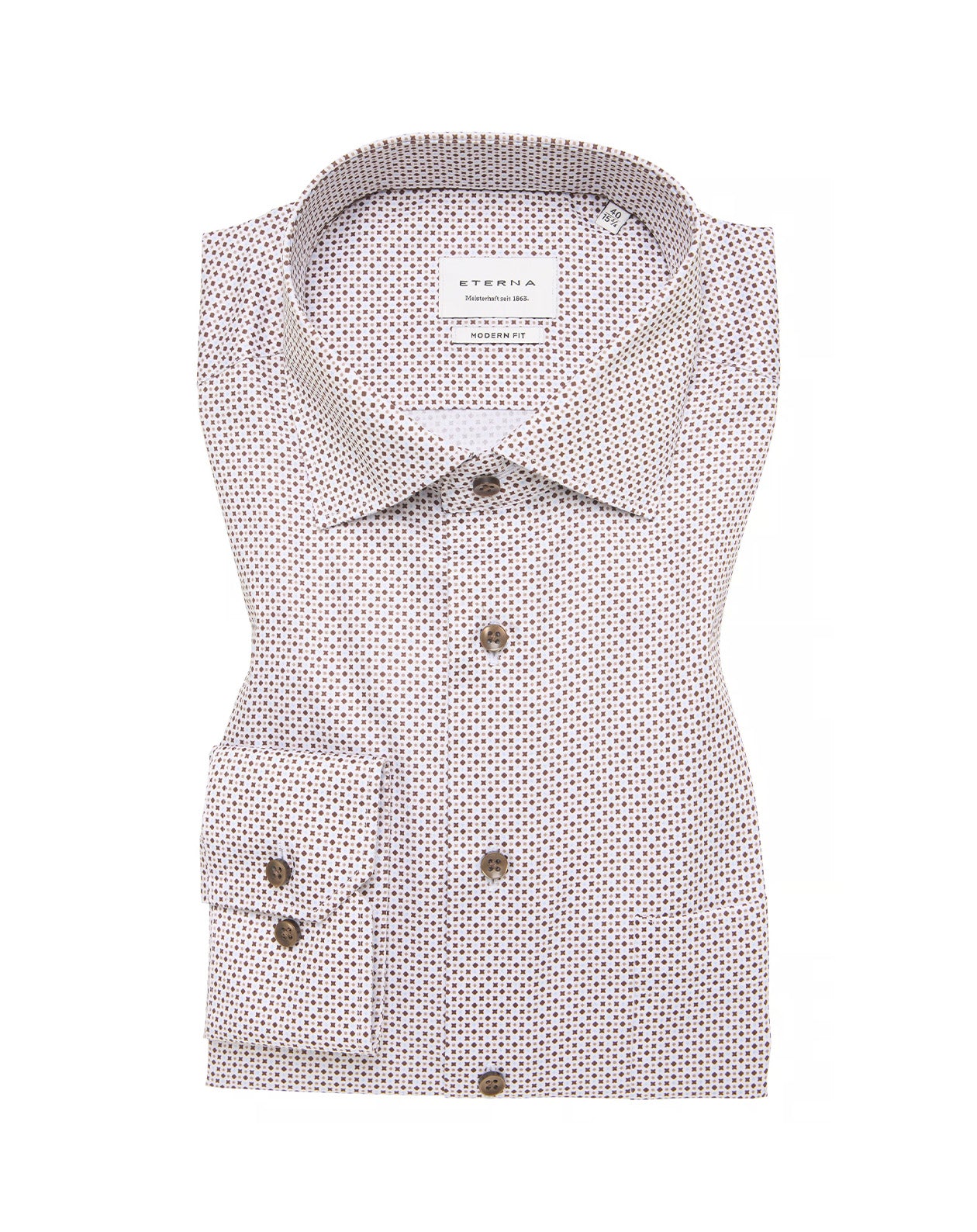 MODERN FIT Shirt in brown printed