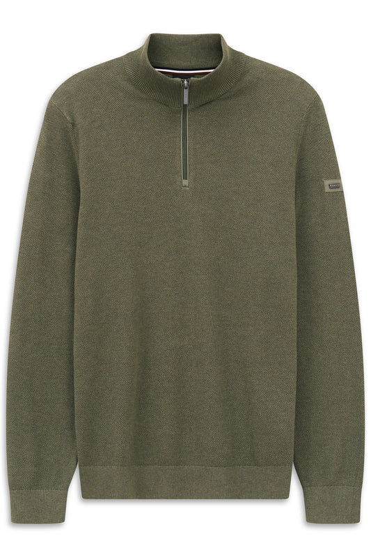 Bugatti Structured Cotton Half Zip