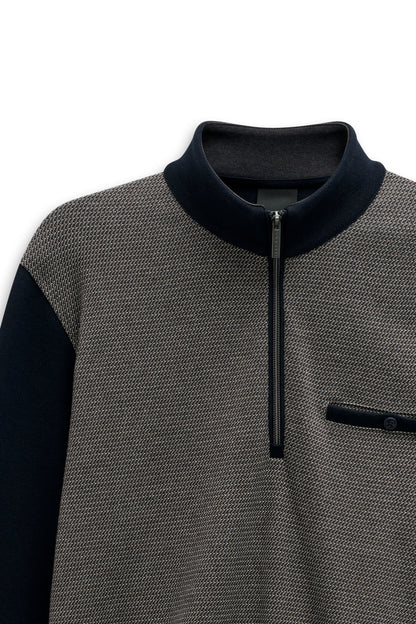 Bugatti 2-Tone Half Zip with Pocket