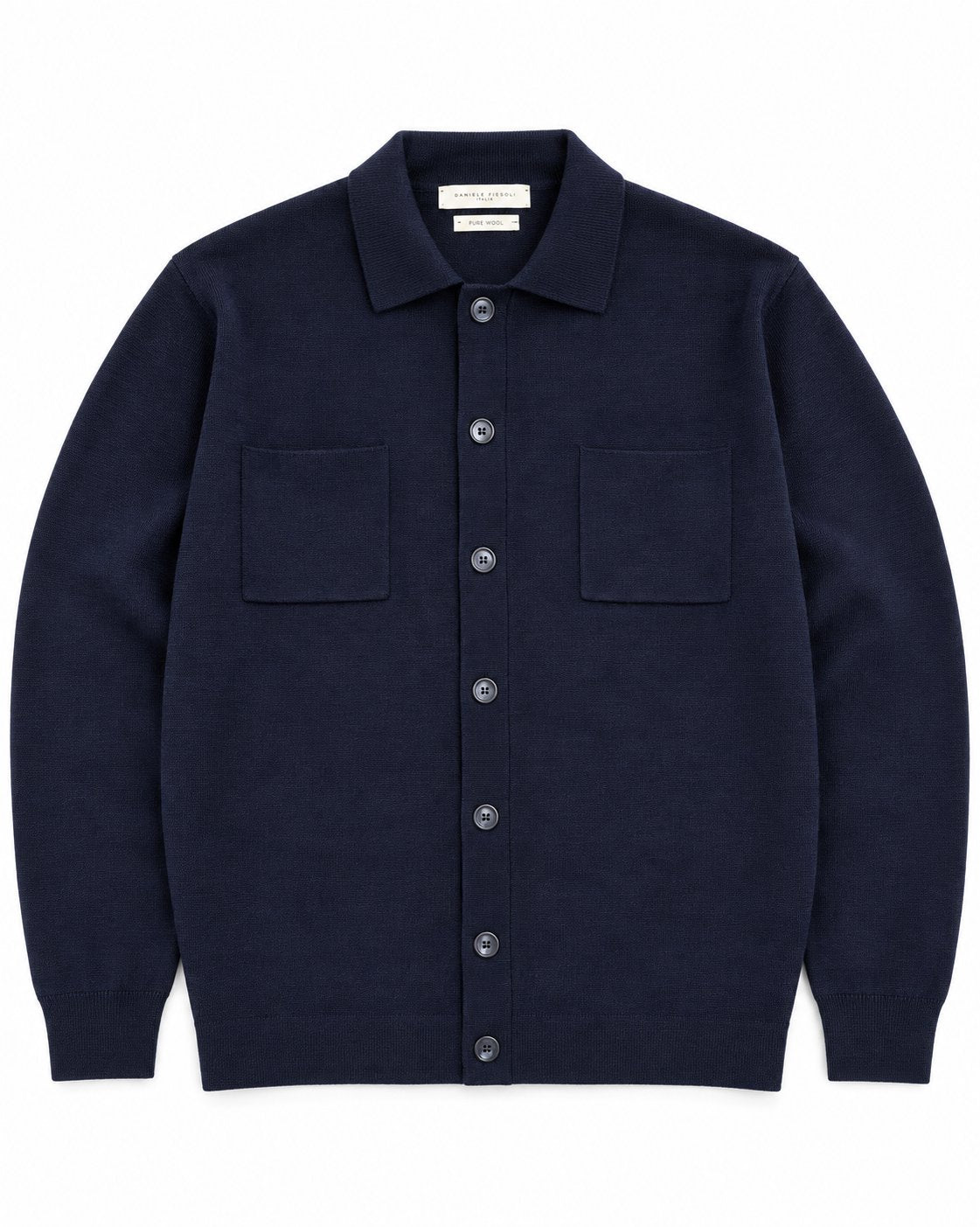 Daniele Fiesoli Pure Wool Knitted Overshirt –Navy
