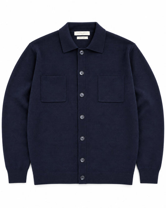Daniele Fiesoli Pure Wool Knitted Overshirt –Navy