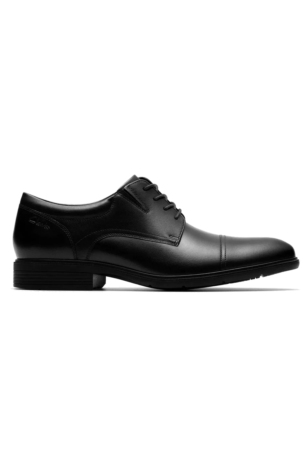 Clarks Steadwell Cap Leather Shoe - Black
