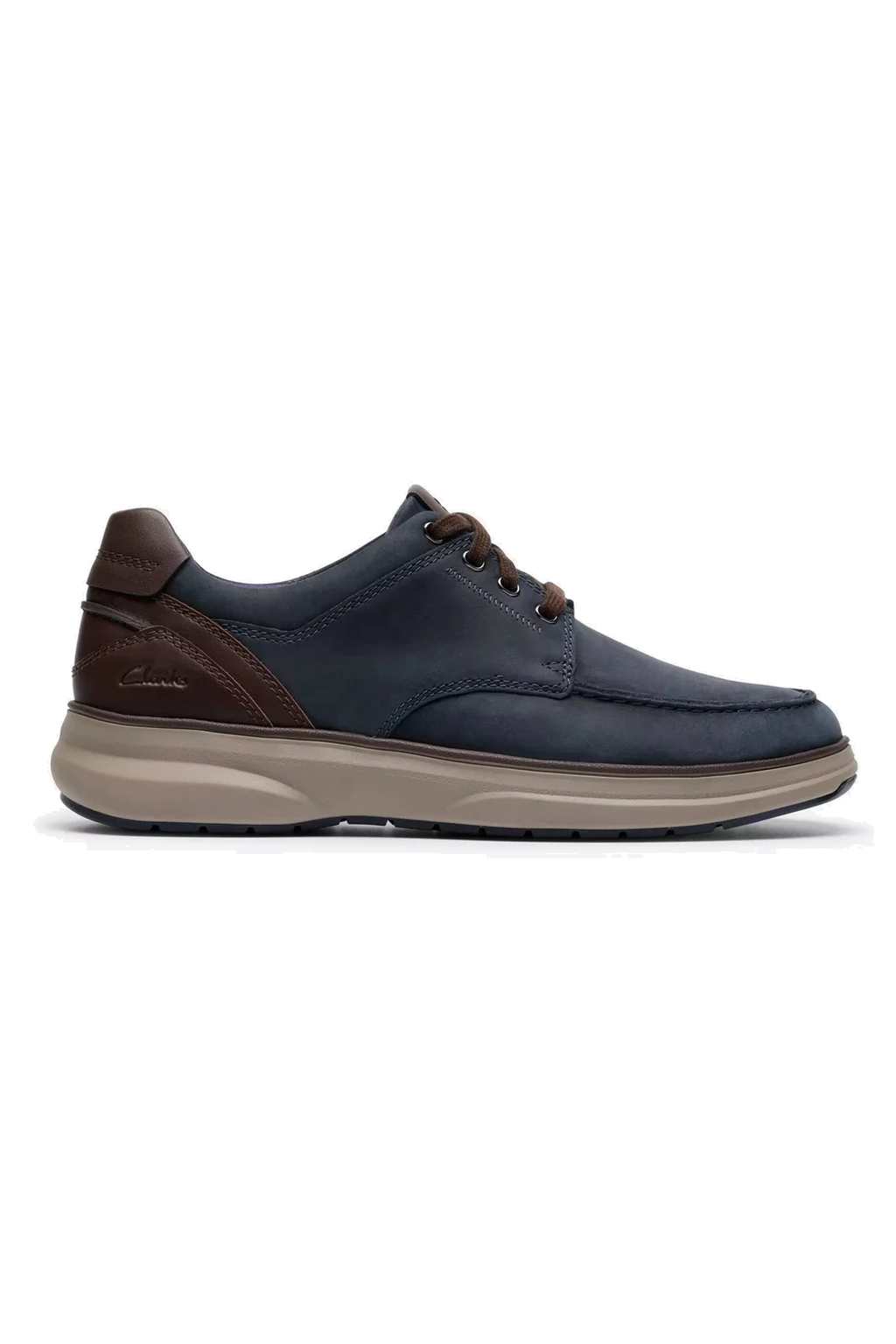 Clarks Mullan Moc Leather Shoe - Navy