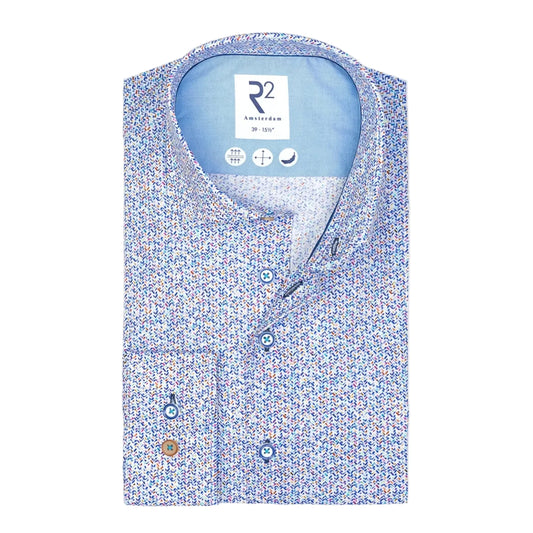 R2 Colourful Print Stretch Shirt