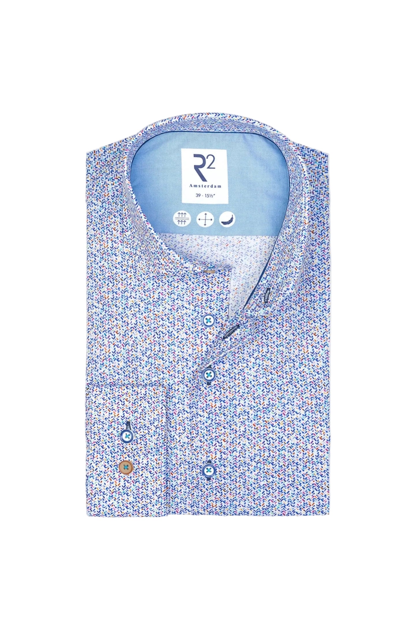 R2 Colourful Print Stretch Shirt