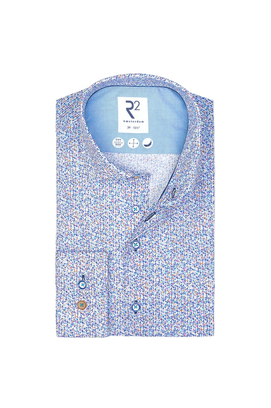 R2 Colourful Print Stretch Shirt