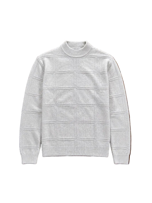 Wool & Co Textured Check Virgin Merino Wool Sweater – Cream