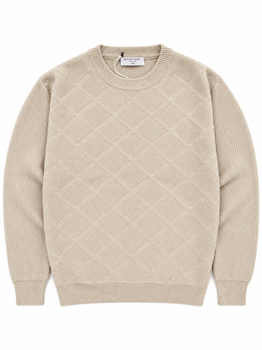 Daniele Fiesoli Merino Wool Diamond Knit Jumper – Ecru