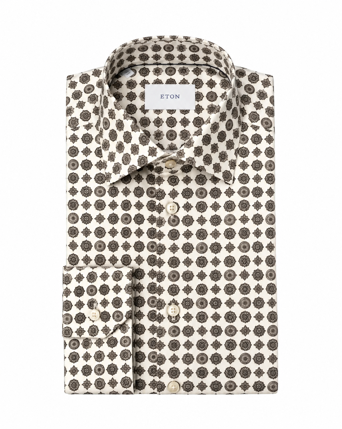 Eton Geometric Signature Twill Shirt - Brown