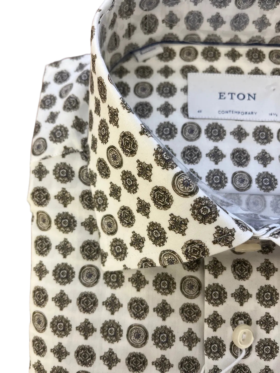 Eton Geometric Signature Twill Shirt - Brown